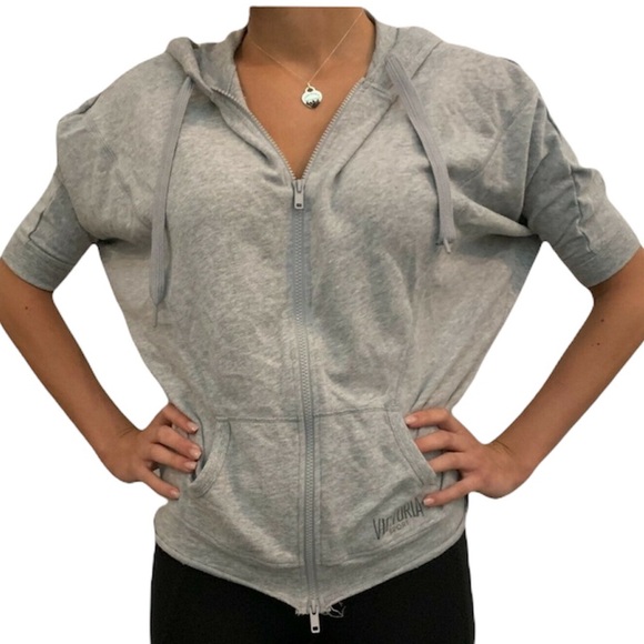 VICTORIA SECRET SPORT GREY ZIP UP SWEATSHIRT - Picture 1 of 10